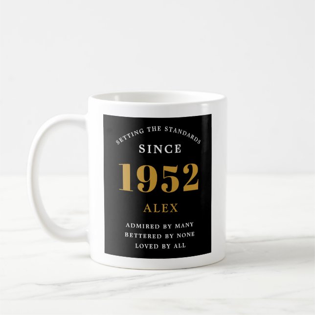 Geburtsname 1952 Black Gold Elegant Chic Kaffeetasse (Links)