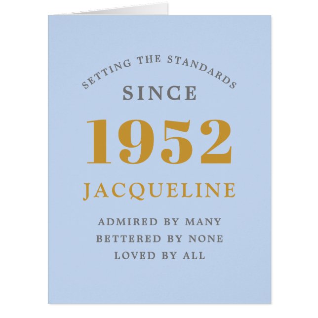 Geburtsname 1952 Blue Elegant Chic Card (Vorderseite)