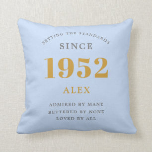 Geburtsname 1952 Blue Gray Elegant Chic Kissen