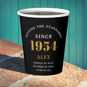 Geburtsname 1954 Black Gold Elegant Chic Pappbecher