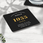 Geburtsname 1955 Black Gold Elegant Chic Rechteckiger Pappuntersetzer<br><div class="desc">Premium Black and Gold Personalisiert Paper Untersetzer zum 70. Geburtstag - Celebration Elegance. Feiern Sie einen Geburtstag im Stil eines Meilensteins mit unseren schicken, hochwertigen 70. Geburtstagspapieren-Untersetzer. Exquisit gestaltet mit einem auffallenden Schwarz-Gold-Farbschema, fügen diese Untersetzer eine Touch von Luxus und Eleganz zu jedem 70. Geburtstag Bash. Äußern Sie Ihren persönlichen...</div>
