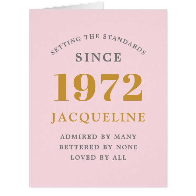 Geburtsname 1972 Rosa elegante Chic Card (Vorderseite)