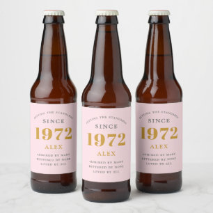 Geburtsname 1972 Rosa Gray Elegant Chic Bierflaschenetikett