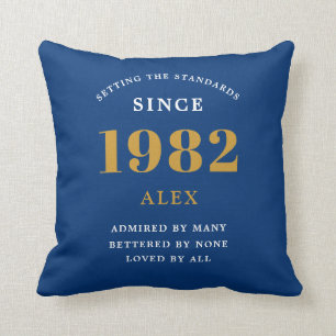 Geburtsname 1982 Blue Gold Elegant Chic Kissen