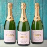 Geburtsname 1983 Rosa Gray Elegant Chic<br><div class="desc">Ein personalisiertes,  elegantes Champagnerlabel,  das sich leicht an diesen besondere Anlass anpassen lässt.</div>