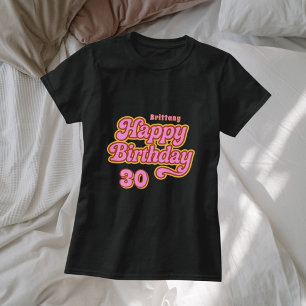 Geburtsname Alter rosa weißes Retro 70er Jahre sch T-Shirt