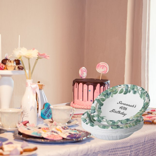 Geburtsname Eukalyptus-Grünkranz Pappteller (Von Creator hochgeladen)