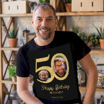Geburtsname personalisiert T-Shirt<br><div class="desc">Trendy kühnen Typografie 50 Jahre Mann Geburtstag lustige personalisierte T - Shirt Vorlage mit 2 Fotos und moderne Retro-Stil Skript. Einfach mit Text und Bildern anpassen.</div>