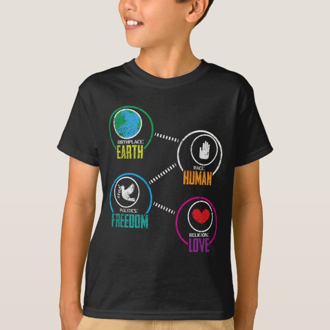 Geburtsort-Erdrennen-menschliche Friedensfreiheit T-Shirt (Vorderseite)