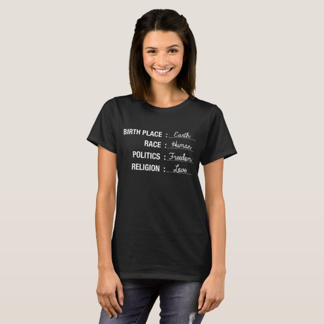 Geburtsort-Erdrennen-menschliches Trendy Shirt (Vorne ganz)