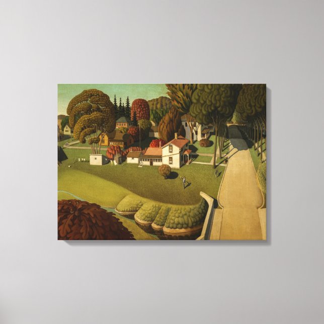Geburtsort von Herbert Hoover von Grant Wood Leinwanddruck (Vorderseite)