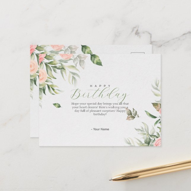 Geburtspostkarte Feiertagspostkarte (Vorderseite/Rückseite Beispiel)