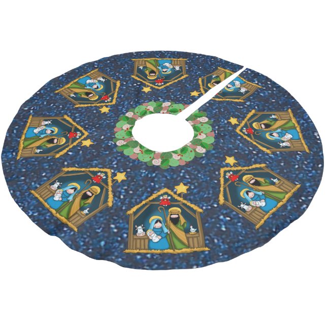 Geburtsstallenrock Polyester Weihnachtsbaumdecke (Schrägansicht)