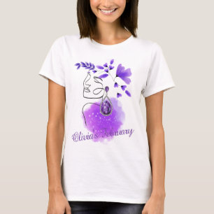 Geburtsstein, Amethyst, Februar, maßgeschneidert, T-Shirt