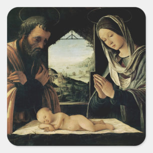 Geburtsstunde, c.1490 quadratischer aufkleber