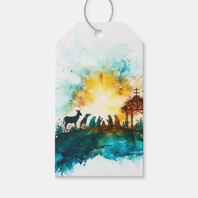 Geburtsstunde mit Tieren und Star Geschenkanhänger (Vorderseite)