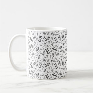 Geburtstag 100 Schwarz/Weiß Zufallszahlen-Muster Kaffeetasse