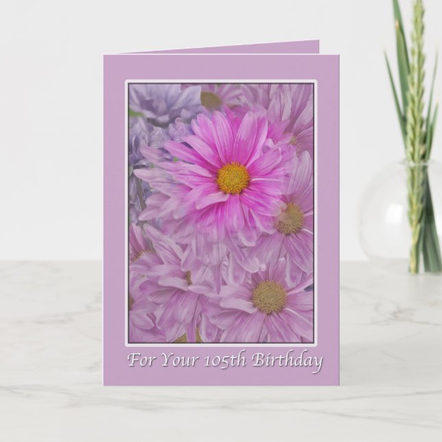 Geburtstag, 105., Pink Gerbera Daisies Karte (Vorderseite)