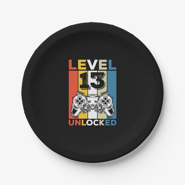 Geburtstag 13. Stufe Entsperrt 13 Gaming Vintag Pappteller (Vorderseite)