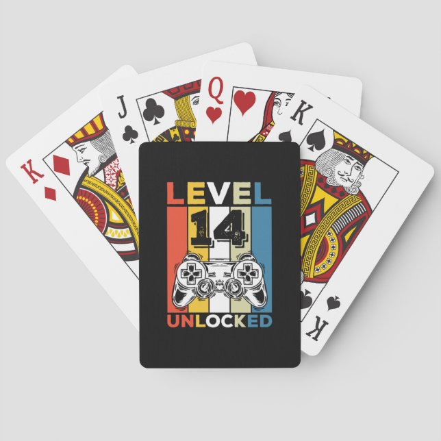 Geburtstag 14. Stufe Entsperrt 14 Gaming Vintag Spielkarten (Rückseite)