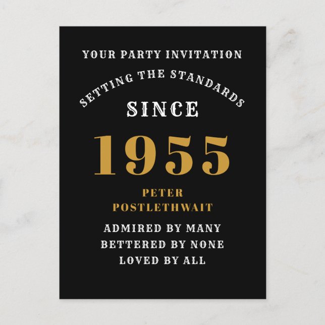 Geburtstag 1955 Schwarzes Gold Postkarte (Vorderseite)