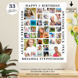 Geburtstag 33 FotoCollage Custom Personalisiert Poster