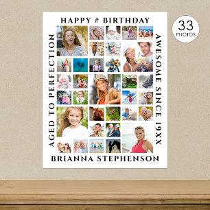 Geburtstag 33 Fotocollage Individuell Personalisie Poster
