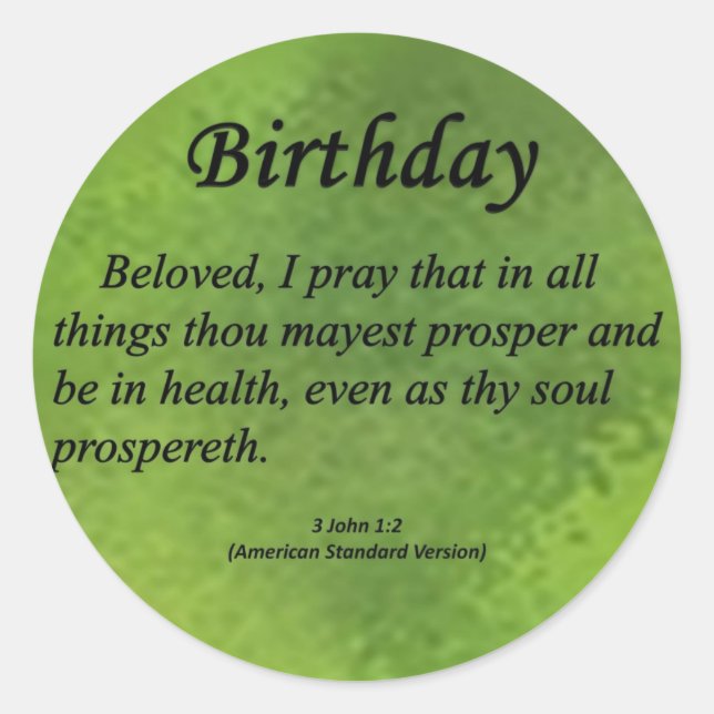 Geburtstag 3 John 1-2 Runder Aufkleber (Vorderseite)