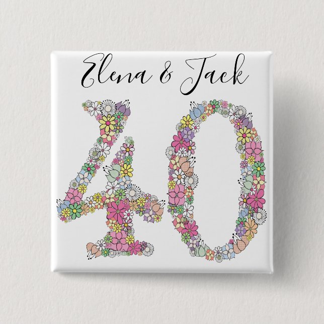 Geburtstag 40. Geburtstag Nr. 40 Brooch Button (Vorderseite)