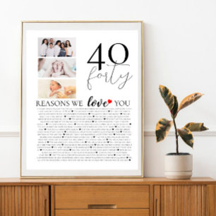 Geburtstag 40 Gründe für die Liebe You Foto Collag Poster