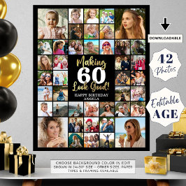 Geburtstag 42 FotoCollage Alter sehen gut aus Poster