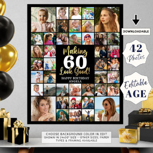 Geburtstag 42 FotoCollage Alter sehen gut aus Poster