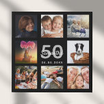 Geburtstag 50 kundenspezifische Foto-Collage schwa Künstlicher Leinwanddruck<br><div class="desc">Ein einzigartiges 50. (oder jedes Alter) Geburtstagsgeschenk oder Sake, das ihr Leben mit einer Collage von 8 deiner Fotos feiert. Fügen Sie Bilder von ihrer Familie, Freunden, Haustieren, Hobbys oder Traumreise Ziel. Personalisieren und fügen Sie einen Namen, Alter 50 und ein Datum. Weiße und graue Buchstaben. Ein schicker schwarzer Hintergrund....</div>