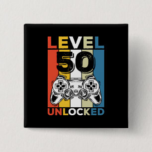 Geburtstag 50. Level freigeschaltet 50 Gaming Vint Button