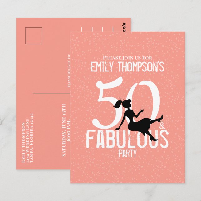 Geburtstag 50 und fabelhafte moderne Cocktails Postkarte (Vorne/Hinten)