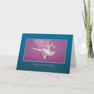 Geburtstag, 6., Leaping Ballerina, Rosa und Weiß Karte