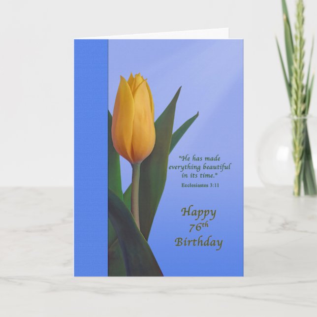 Geburtstag, 76., Golden Tulip Blume Karte (Vorderseite)