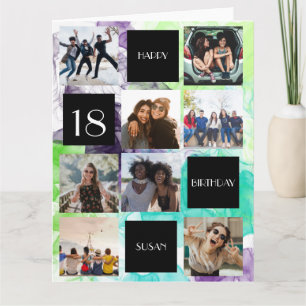 GEBURTSTAG 8 Fotos personalisieren Faltkarte Karte