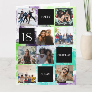 GEBURTSTAG 8 Fotos personalisieren Faltkarte Karte