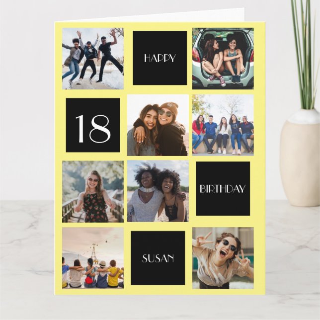 GEBURTSTAG 8 Fotos personalisieren Faltkarte Karte (Vorderseite)