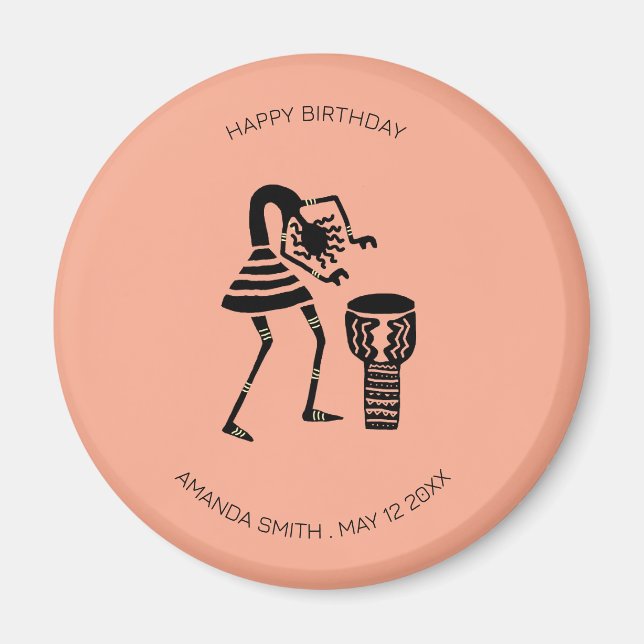 Geburtstag, African Art Niedlich Silhouette Music  Magnet (Vorne)