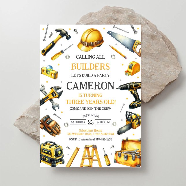 Geburtstag aller Bauarbeiter Bauwerkzeuge Einladung (Von Creator hochgeladen)