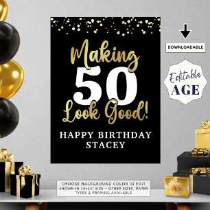 Geburtstag Alter sehen gut schwarz Willkommen Zeic Poster