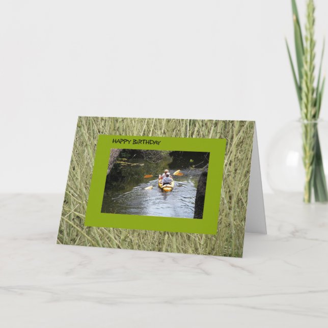 Geburtstag, ältere Kayakers Karte (Vorderseite)
