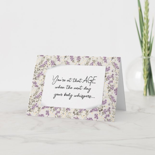 Geburtstag ältere Spaß Purple Flowers Karte (Vorderseite)
