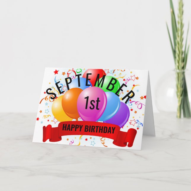 Geburtstag am 1. September Karte (Vorderseite)