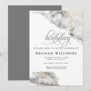 Geburtstag April Diamond Watercolor Geode Einladung