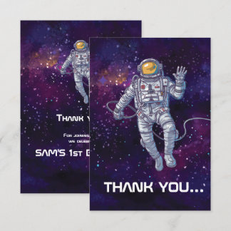 Geburtstag. Astronaut im Weltraum mit Sternen & Ga Einladung