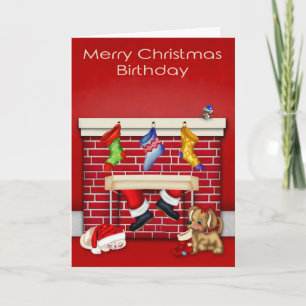 Geburtstag auf Weihnachtsgrußkarte Feiertagskarte