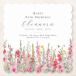 Geburtstag August Blume Custom Untersetzer<br><div class="desc">Die perfekte Tischdekoration für eine Geburtstagsfeier am August. Rosa Gladiolus ist die Blume der Geburt für diesen Monat. Es bildet einen hübschen Wasserfarbenuntergrund an diesem blumengeschmückten personalisierten Untersetzer. Der Geburtstagsgast der Ehre,  des Alters und des Geburtstags wird mit eleganter Kalligraphie und Typografie darüber platziert. Alle Texte können bearbeitet werden.</div>